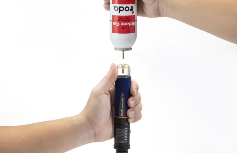 Input Butane Gas into Pro-Iroda's SOLDERPRO 110 Professional Butane Soldering Iron Filling Valve