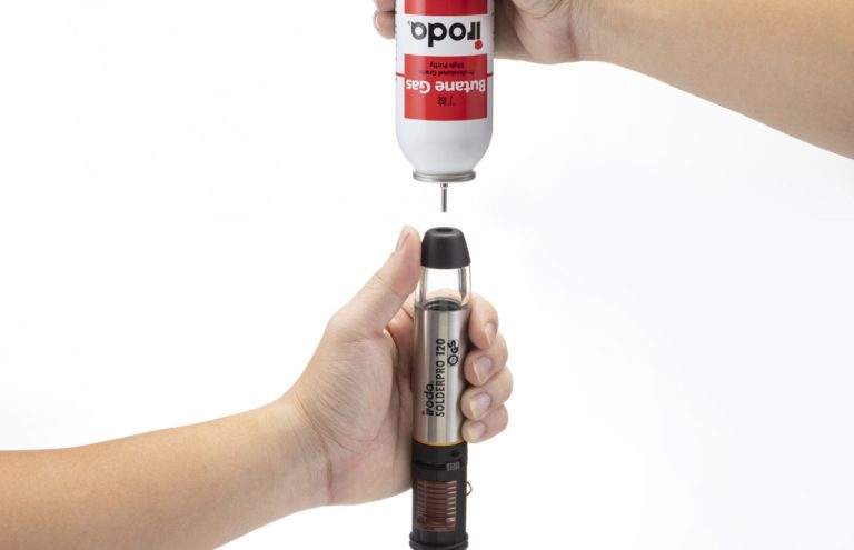 Input Butane Gas into Pro-Iroda's SOLDERPRO 120 Professional Butane Soldering Iron Filling Valve