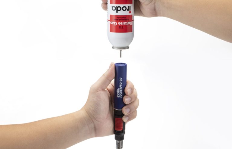 Input Butane Gas into Pro-Iroda's SOLDERPRO 90 Professional Butane Soldering Iron Filling Valve