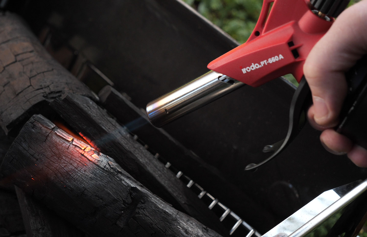 Using PT-600W Butane Cartridge Torch to start lighting charcoal