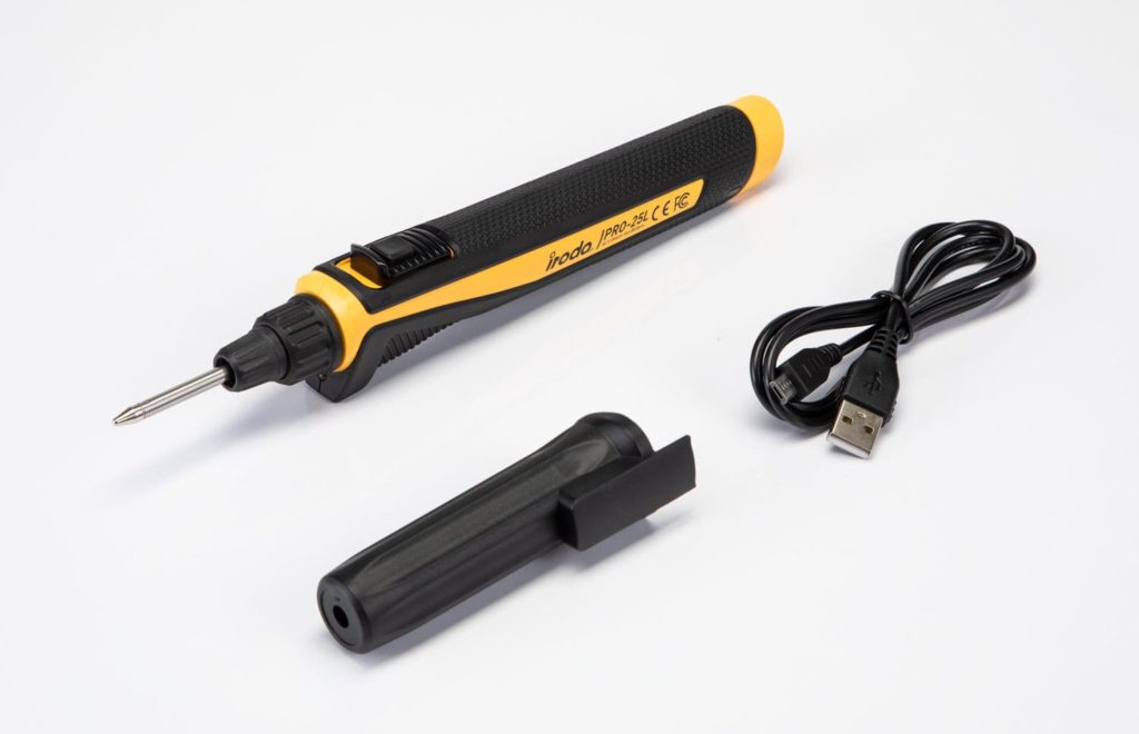 PRO-25L Cordless USB Rechargeable Soldering Iron with a Cap and USB Charging Cable from Pro-Iroda