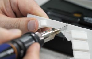 Butane powered Hot knife cutting thin ABS plastic