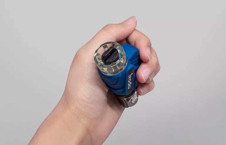 Filling valve and flame length knob on the AT-2057 Micro butane jet lighter from Pro-Iroda