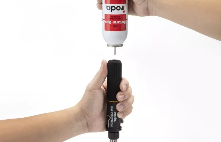 Input Butane Gas into Pro-Iroda's SOLDERPRO 100 Professional Butane Soldering Iron Filling Valve