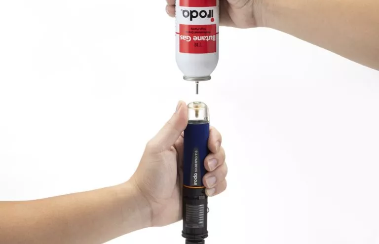 Input Butane Gas into Pro-Iroda's SOLDERPRO 110 Professional Butane Soldering Iron Filling Valve