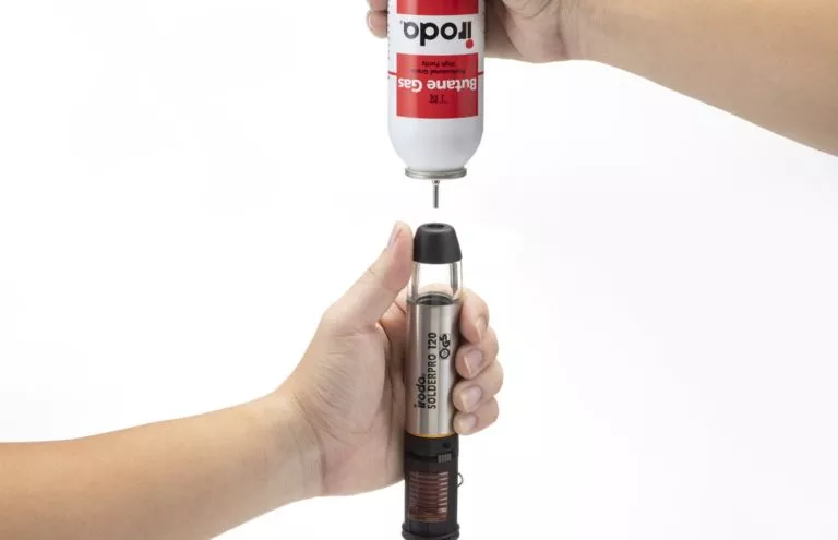 Input Butane Gas into Pro-Iroda's SOLDERPRO 120 Professional Butane Soldering Iron Filling Valve