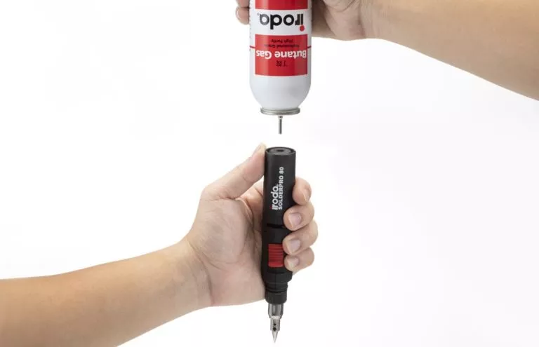 Input Butane Gas into Pro-Iroda's SOLDERPRO 80 Professional Butane Soldering Iron Filling Valve