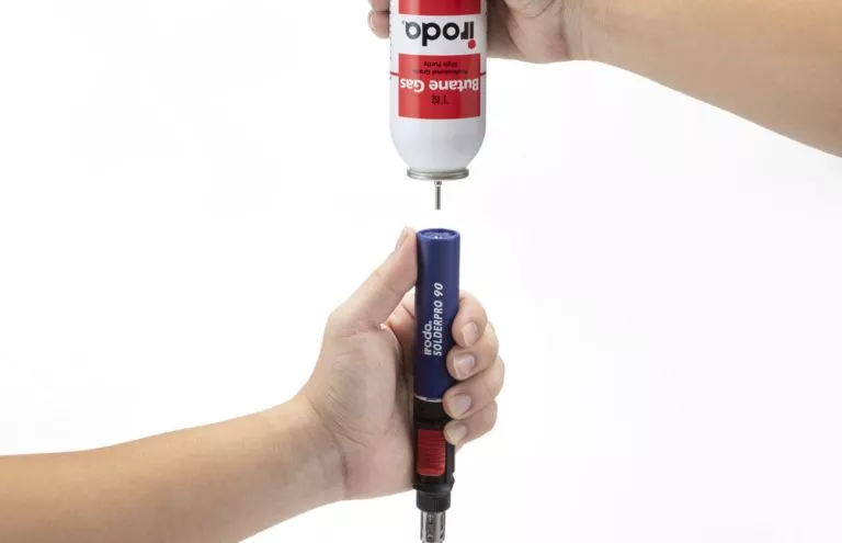 Input Butane Gas into Pro-Iroda's SOLDERPRO 90 Professional Butane Soldering Iron Filling Valve