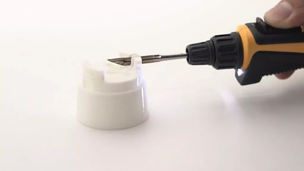 Precision hot knife tip on USB powered soldering iron perfect for trimming 3D printed components