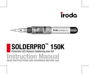 Pro-Iroda's SOLDERPRO 150K Professional Butane Soldering Iron Kit Manual